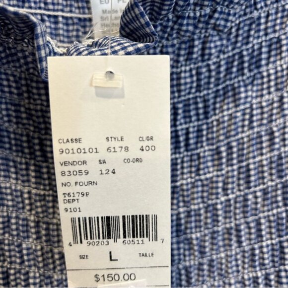 London Times Ruffled Sleeveless Smocked Midi Dress Gingham Blue - Picture 9 of 11